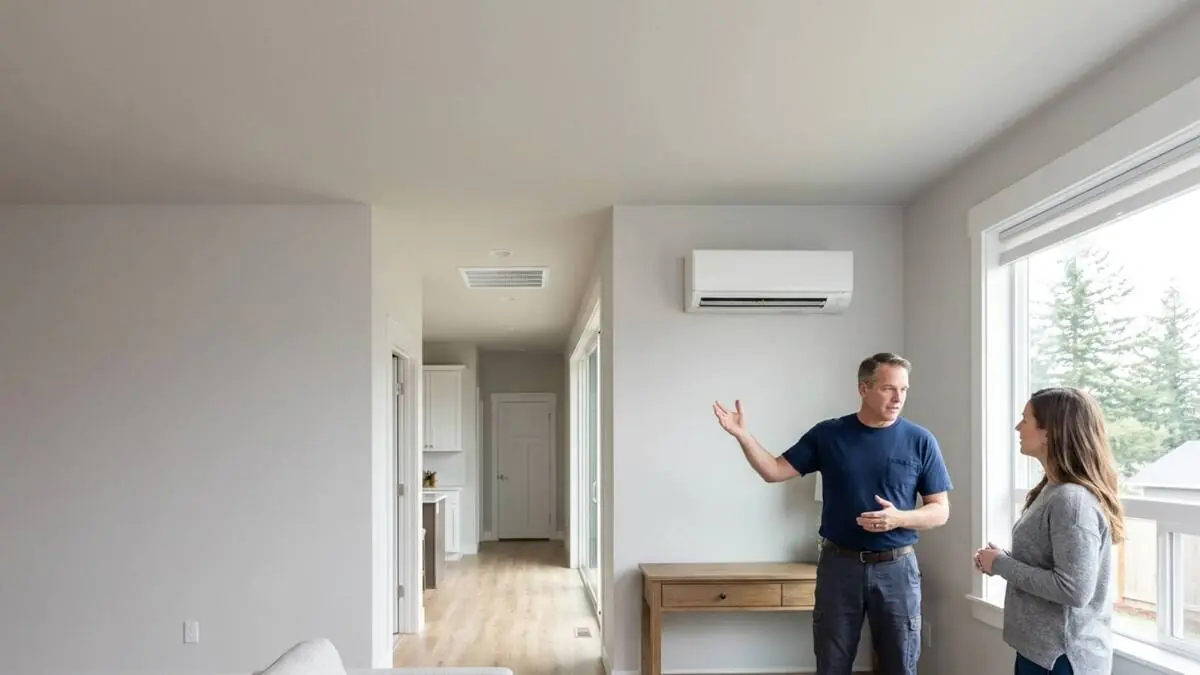 Home interior showing both a wall-mounted mini-split and a ducted ceiling vent